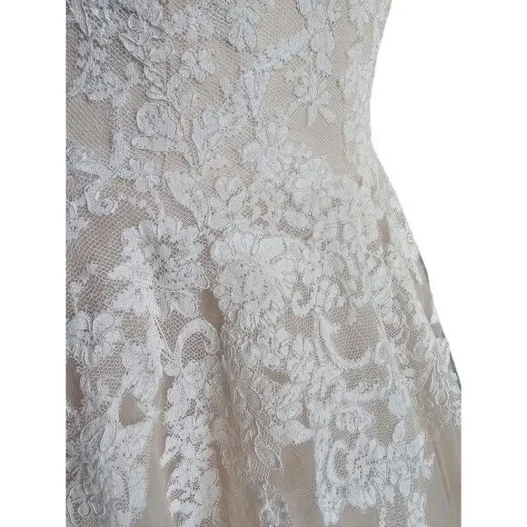 NWOT Blush/Ivory Lace Applique Ballgown Bridal Dress - Mori Lee - Picture 10 of 13